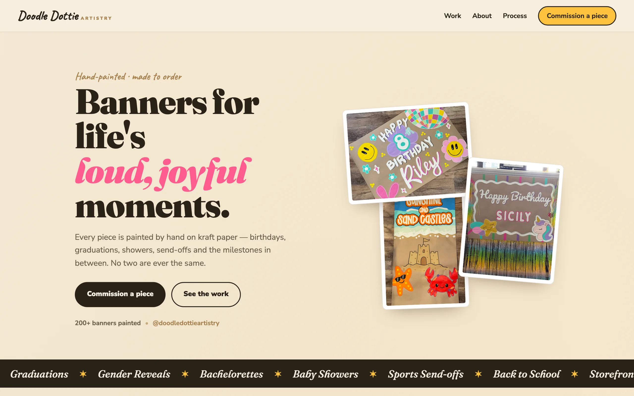 Doodle Dottie, a hand-painted banner portfolio